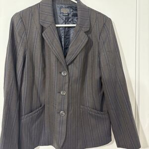 Pendleton Ladies 10P Brown striped Virgin‎ Wool Button Blazer Professional